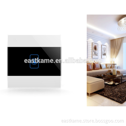 White 1Gang Crystal Glass Panel 433MHZ WIFI Smart Light Power Remote Switch